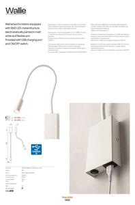 Redo 01-2754 - LED Zidna lampa WALLIE LED/3W/230V USB CRI 90 bijela