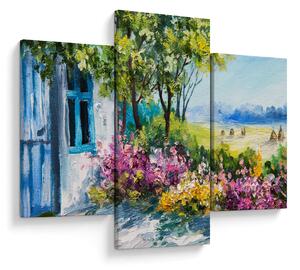 Slika vrta pred hišo, oljna slika (90x60 cm)