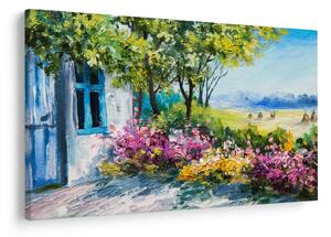 Slika vrta pred hišo, oljna slika (90x60 cm)