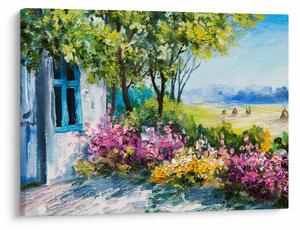 Slika vrta pred hišo, oljna slika (70x50 cm)