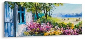 Slika vrta pred hišo, oljna slika (120x50 cm)