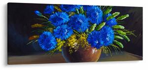 Slika modrih rož v vazi (120x50 cm)