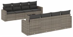 VidaXL 9-dijelni set vrtnih sofa od poliratana s jastucima sivi