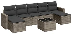 VidaXL 8-dijelni set vrtnih sofa od poliratana s jastucima sivi