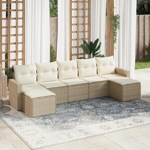 VidaXL 7-dijelni set vrtnih sofa od poliratana s jastucima bež