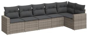 VidaXL 6-dijelni set vrtnih sofa od poliratana s jastucima sivi