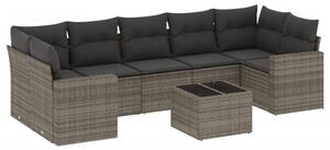 VidaXL 8-dijelni set vrtnih sofa od poliratana s jastucima sivi