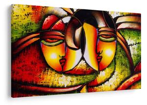Slika - Oljna slika, abstraktni obrazi (90x60 cm)