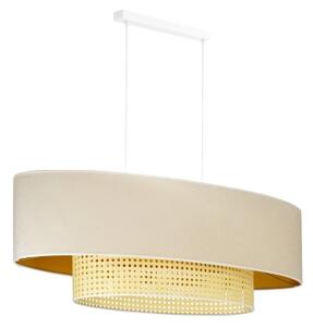 Duolla - Luster na sajli DOUBLE OVAL RATTAN 2xE27/15W/230V krem/ratan