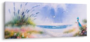 Slika - Romantična plaža, oljna slika (120x50 cm)
