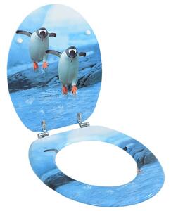 VidaXL Toaletna daska s poklopcem MDF s uzorkom pingvina