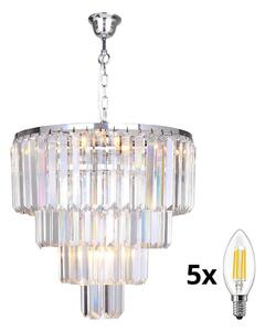 Brilagi - LED Kristalni luster na lancu MOZART 5xE14/40W/230V sjajni krom