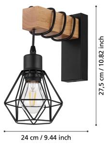 Eglo 44078 - Zidna svjetiljka TOWNSHEND 1xE27/60W/230V - FSC certificirano