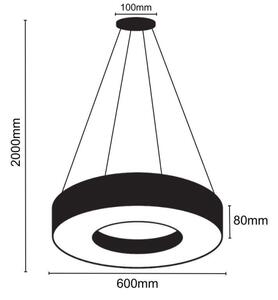 LED Luster na sajli LED/30W/230V 4000K pr. 60 cm