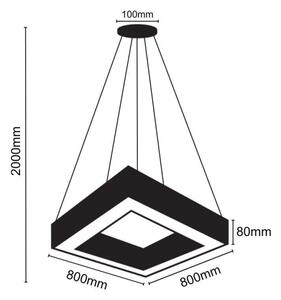 LED Luster na sajli LED/55W/230V 4000K 80x80 cm