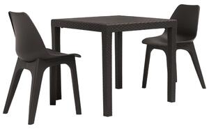 VidaXL 3-dijelni bistro set od plastičnog ratana smeđi