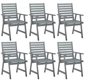 VidaXL Vrtne blagovaonske stolice 6 kom od masivnog drva bagrema sive