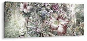 Slika rož na lesenem kolesu (120x50 cm)