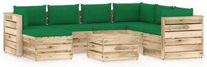 VidaXL 8-dijelna vrtna garnitura s jastucima zeleno impregnirano drvo