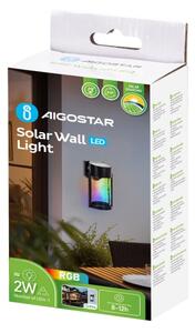 Aigostar - LED RGB Solarna zidna svjetiljka LED/2W/1,2V crna IP44