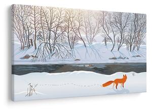 Slika - Lisica v zimski pokrajini (90x60 cm)