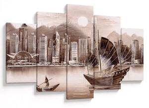 Slika - Victoria Harbour, Hong Kong, učinek sepije (150x105 cm)