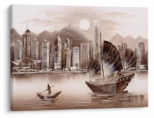 Slika - Victoria Harbour, Hong Kong, učinek sepije (70x50 cm)