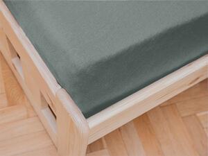 Plahta od žerseja za dječji krevet sivo zelena 70 x 140 cm