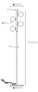 Lucide 45774/04/30 - Podna lampa TYCHO 4xG9/28W/230V crna