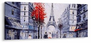Slika ulice v Parizu, oljna slika (120x50 cm)