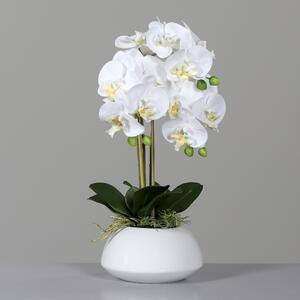 Umjetna bijela orhideja 50 cm u bijeloj posudi Real Touch