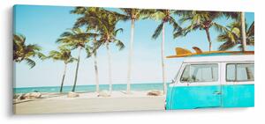 Slika - Starodobni kombi na plaži (120x50 cm)