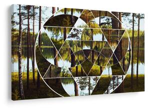 Slika - Geometrijski kolaž na ozadju nordijskih gozdov (90x60 cm)