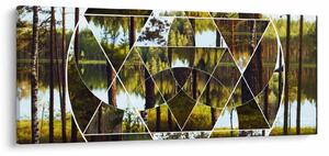 Slika - Geometrijski kolaž na ozadju nordijskih gozdov (120x50 cm)