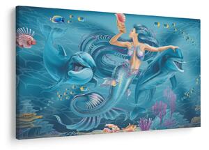 Slika - Morska deklica z delfini (90x60 cm)