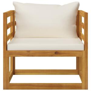 VidaXL Vrtna stolica od masivnog bagremovog drva s krem jastucima