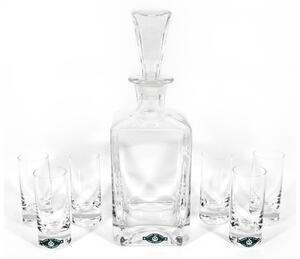 Set 1x staklena boca, 1x stakleni čep i 6x čaša za žesticu prozirna
