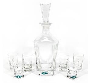 Set 1x staklena boca, 1x stakleni čep i 6x čaša za žesticu prozirna