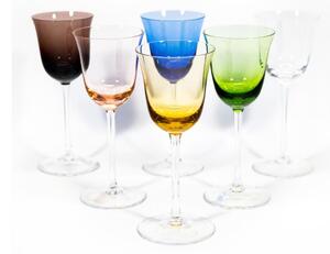 Set 6x čaša za vino 70 ml prozirna s nijansama raznih boja