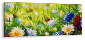 Slika cvetočega travnika, oljna slika (120x50 cm)