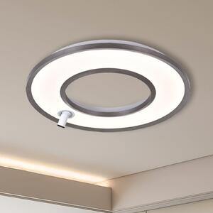Viokef LED stropna svjetiljka Valeria, brušenosivi, Ø 60 cm, metal, Sivo, Dnevni boravak/blagovaonica, Aluminij