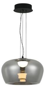 Viokef LED viseća svjetiljka Nadia, Ø 16 cm, dimno siva, staklo, Sivo, Dnevni boravak/blagovaonica, Staklo