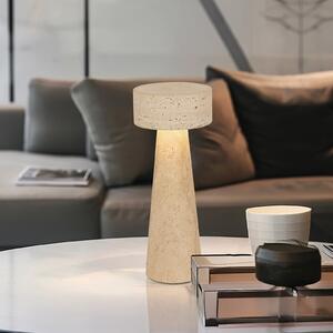 Viokef LED stolna lampa Serenity, bež, visina 31 cm, kamen, Bež, Dnevni boravak/blagovaonica, Kamen