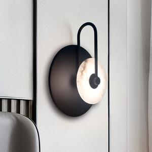 Viokef Samira LED zidna lampa, crna, Ø 25 cm, umjetni kamen/metal, Crno, Dnevni boravak/blagovaonica, Metal