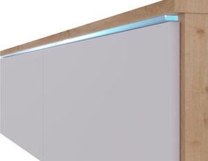 TV ormarić Dlana 180 MDF (crni grafit + hrast wotan) (s bijelom LED rasvjetom)