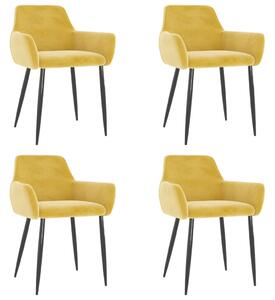 VidaXL Blagovaonske stolice 4 kom boja senfa baršunaste