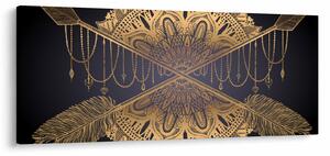 Slika - Zlata mandala s puščicami (120x50 cm)