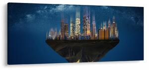 Slika - Veliko mesto lebdi skozi vesolje (120x50 cm)