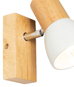 Ruralna zidna svjetiljka drvo s bijelom podesivom - Thorin