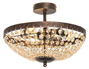 Klasična stropna svjetiljka bronca i kristal 3 svjetla - Mondrian